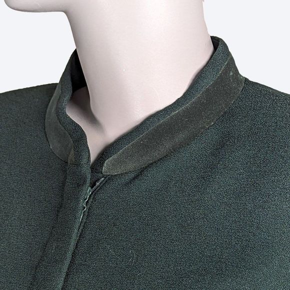 Pendleton Emerald Green Wool Blazer with Mandarin Collar and Velvet Trim | 10 - Picture 6 of 10